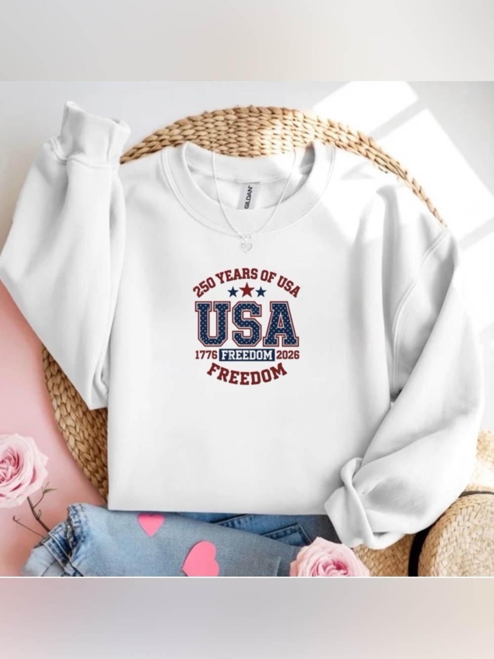 USA 250 Years Freedom Sweatshirt America 1776 2026 Crewneck